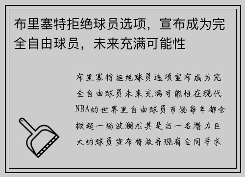 布里塞特拒绝球员选项，宣布成为完全自由球员，未来充满可能性